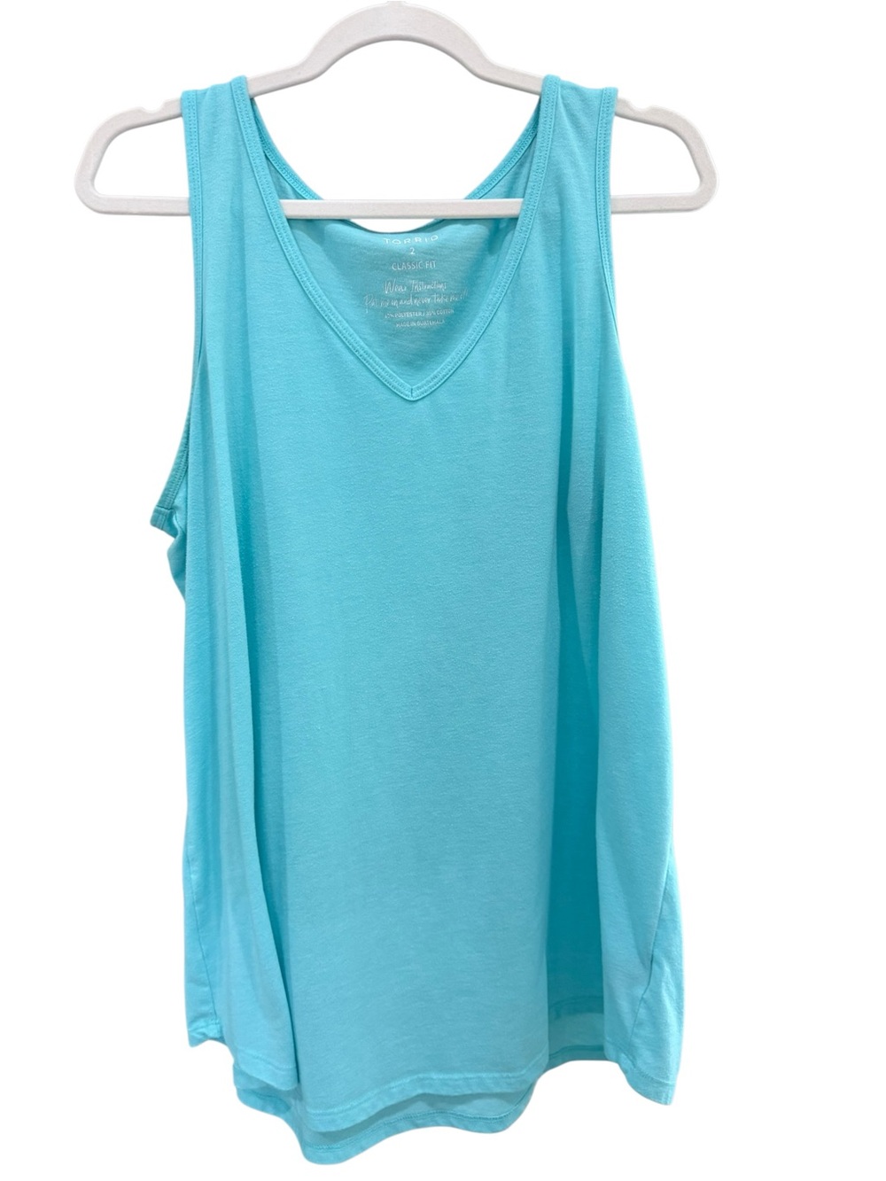 Torrid Classic Fit Turquoise Aqua V-Neck Tank Top Size 2 (2X)